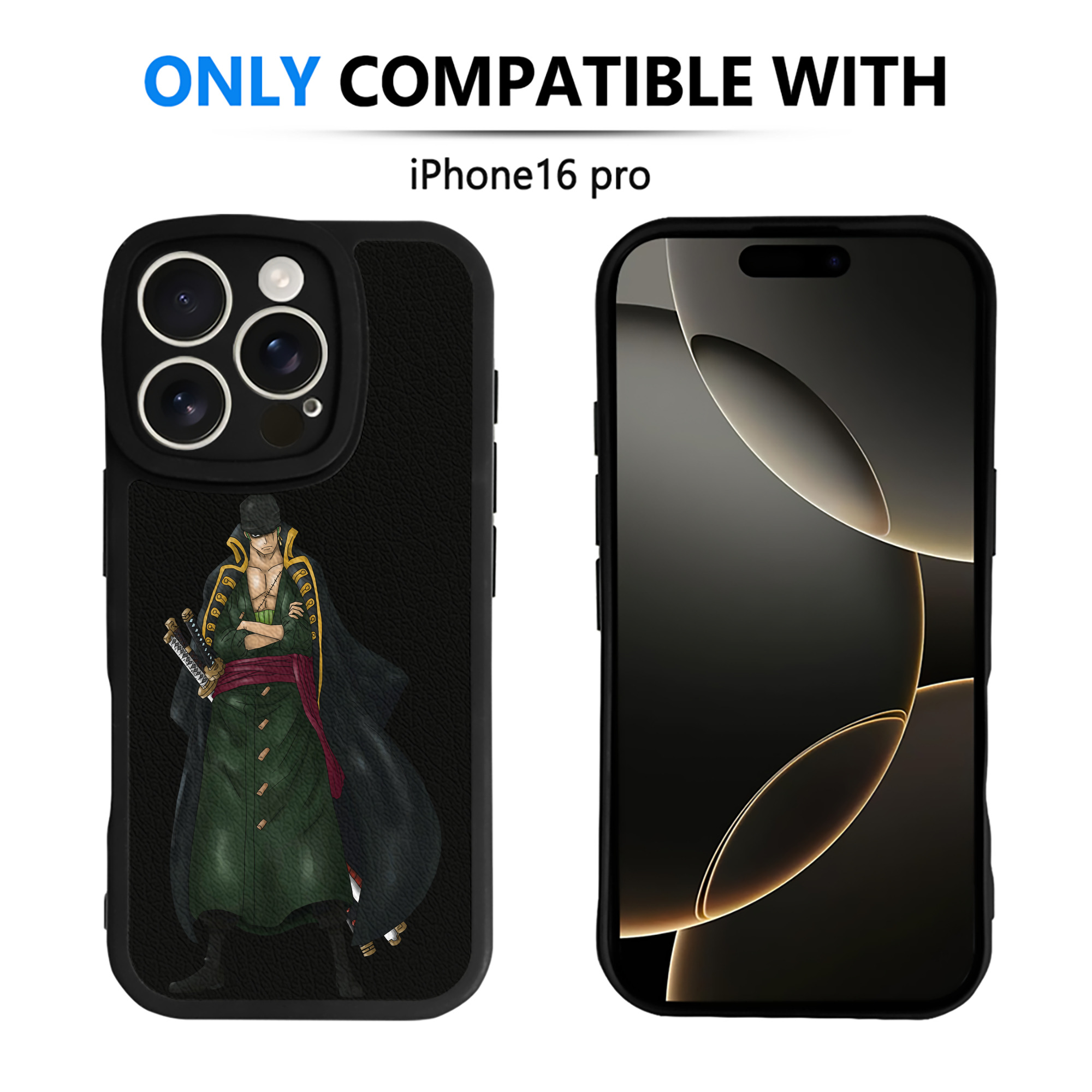 （画像用） ワンピース ロロノア・ゾロ ONE PIECE Roronoa Zoro 【iPhone 16シリーズ対応】シリコンスマホケース（レザー調） 材質：シリコン